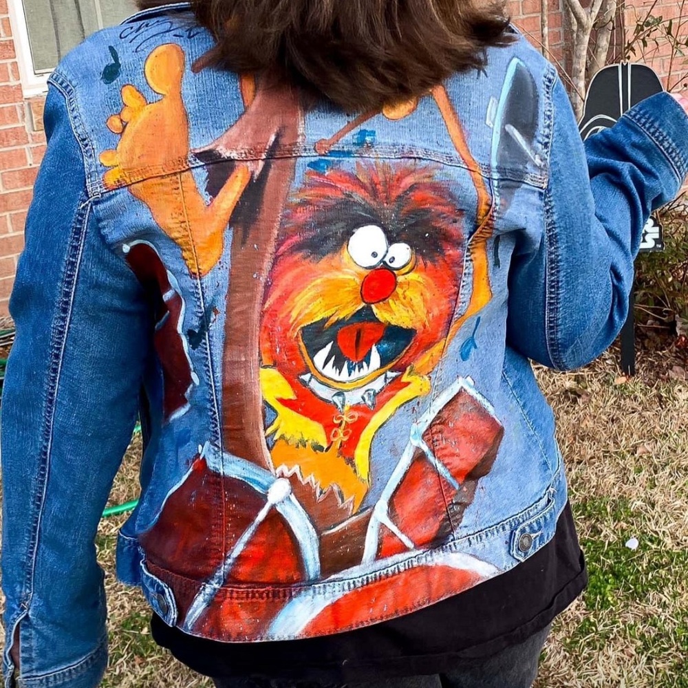 EUC Hand-Painted Muppets Animal Jean Jacket by Cheri Leichleiter - Med